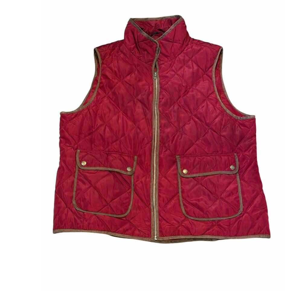 Bass XXL Red Diamond Quilted Puffer Vest Full Zip Camping Hiking Outdoor Men